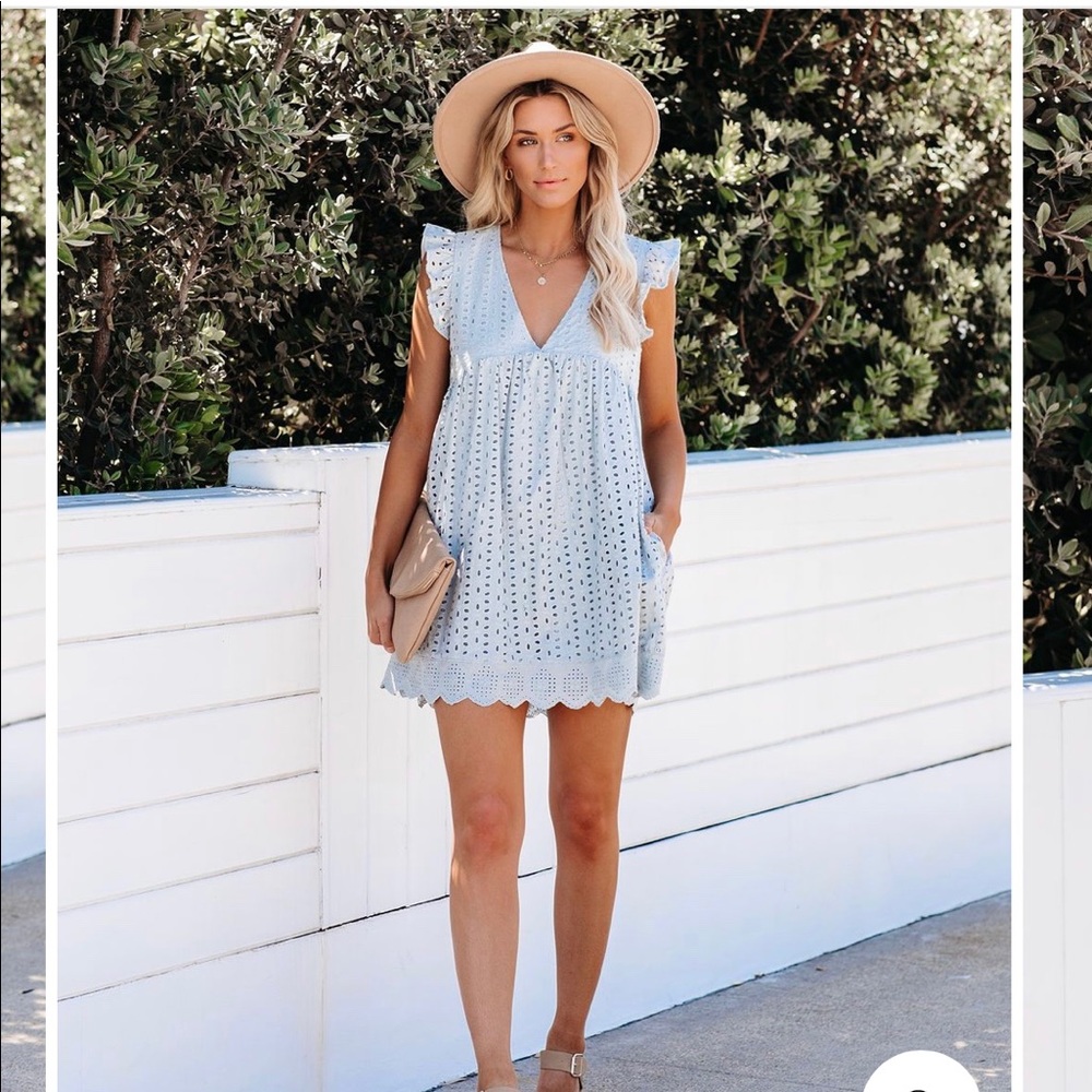 Vici- Angel Babe Cotton Eyelet Pocketed Dress